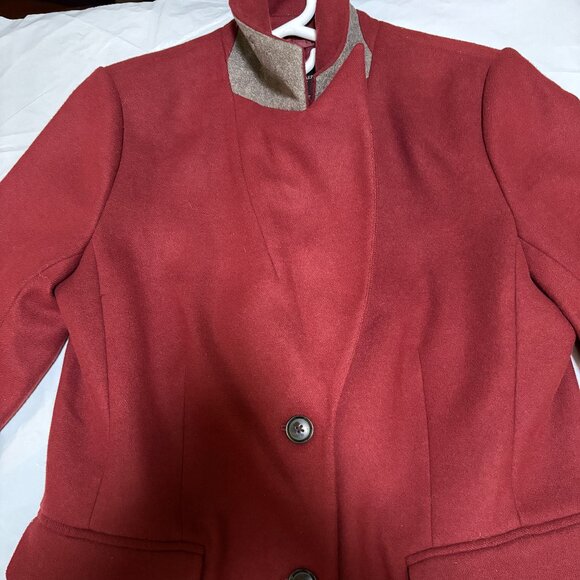 Banana Republic Sz M Overcoat with Button Closure In Rustic Red $240 - Picture 5 of 7